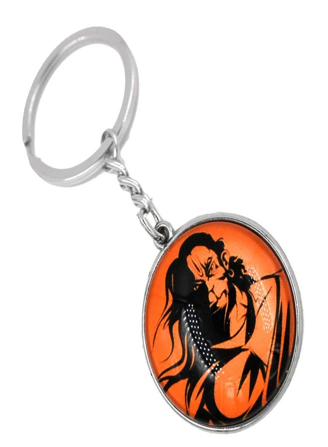 AFH Angry Hanuman Metal Oranage Spiritual Key Chain for Gifting